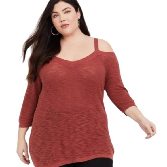 Torrid Womens Plus Size Cold Shoulder Knit Top Orange Size 4 NWT - Picture 1 of 12